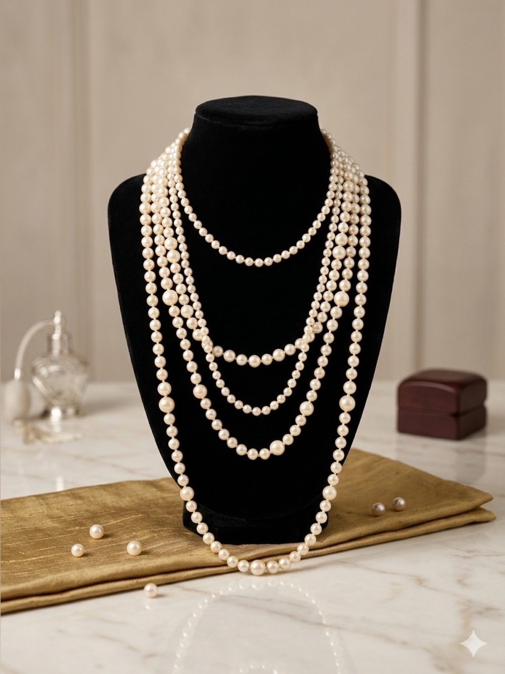 J.Crew White and Brass Multi-Strand Pearl Necklace